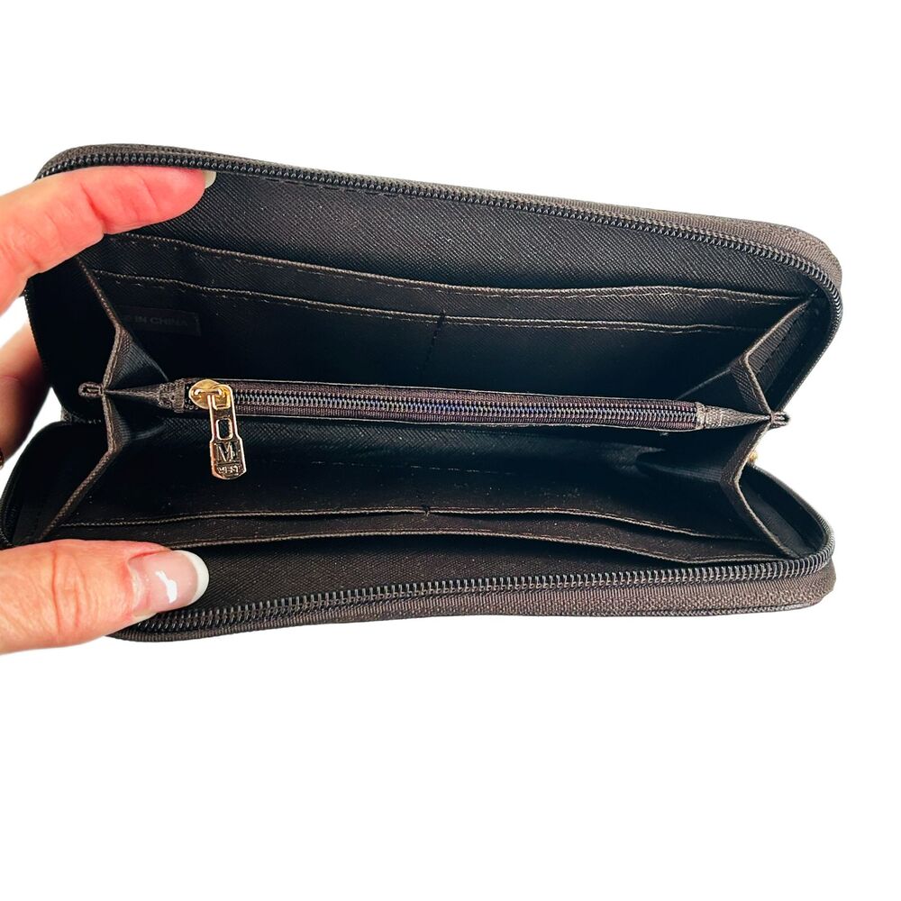 💐 Montana West NEW Crossbody Double Handle Bag Wallet Solid Brown Vegan Leather - Picture 9 of 11